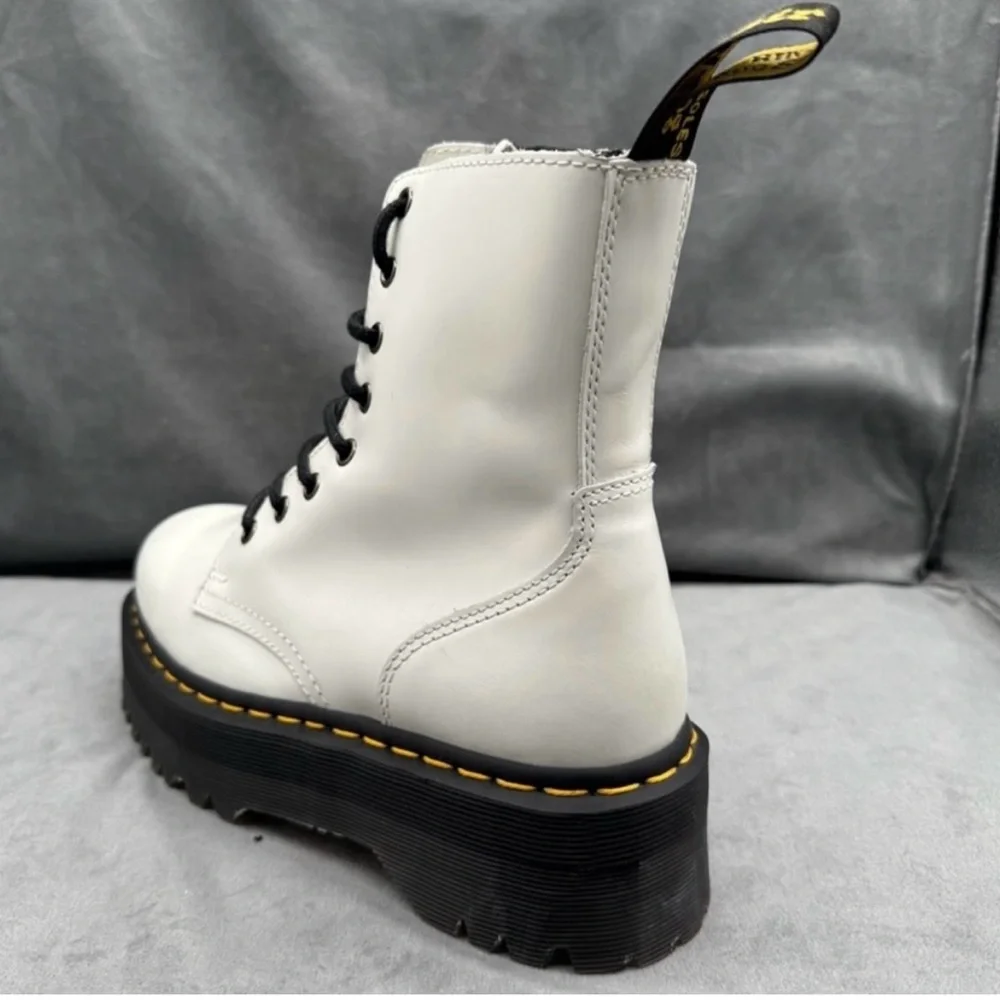Dr. Martens Jadon Platform Boots Women’s US 8 White Smooth Leather Side Zip - Picture 6 of 11